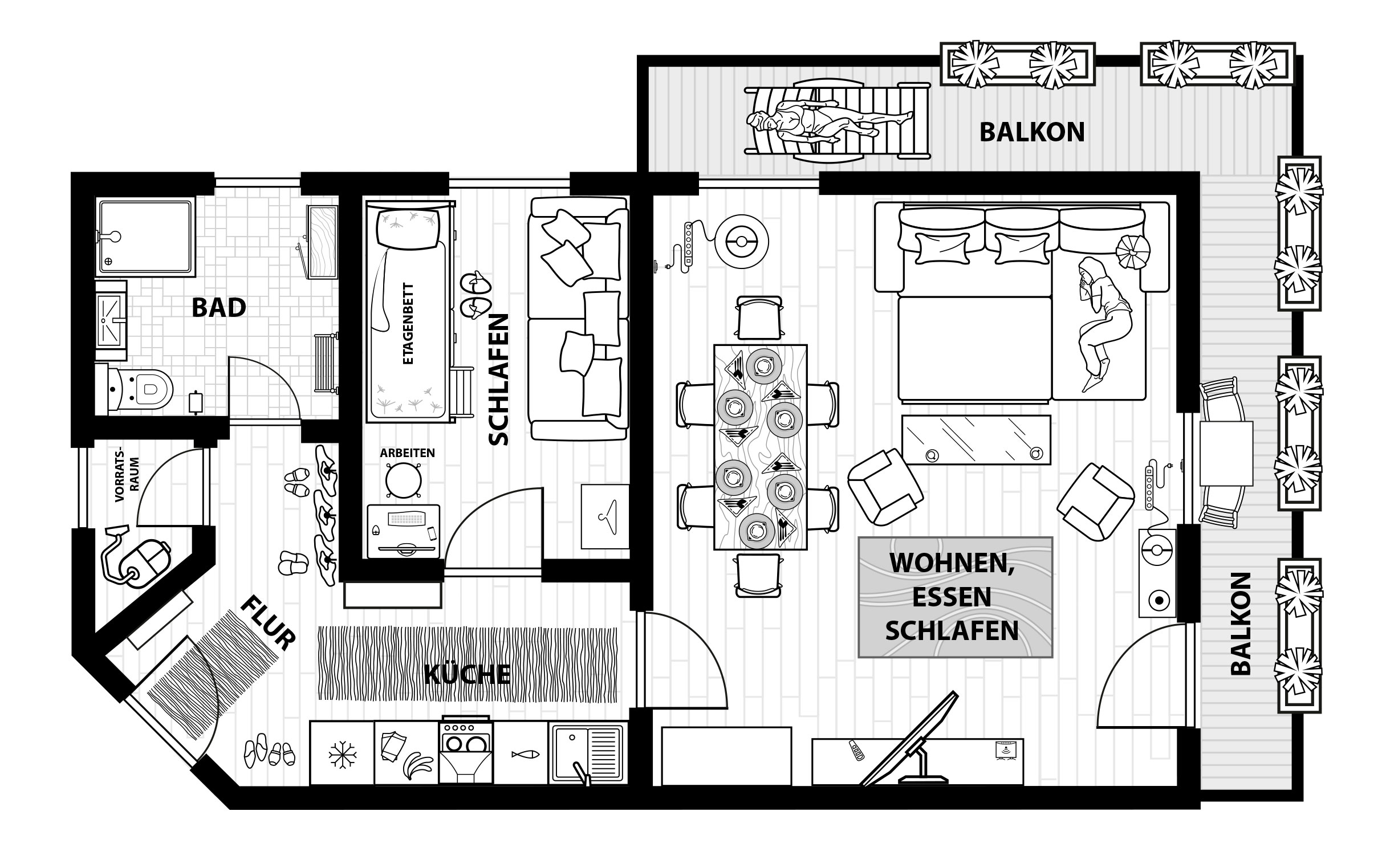Grundriss der Ferienwohnung