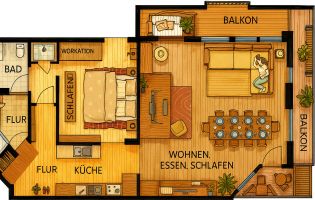 Ausstattung der Appartaments im Feriendorf