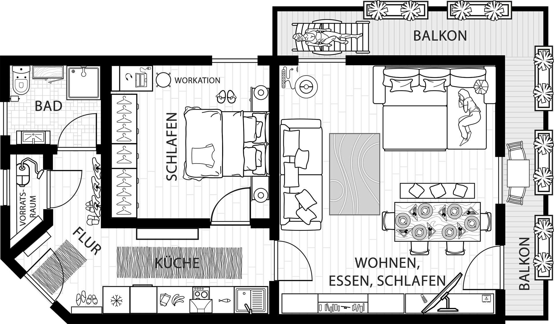 Grundriss der Ferienwohnung